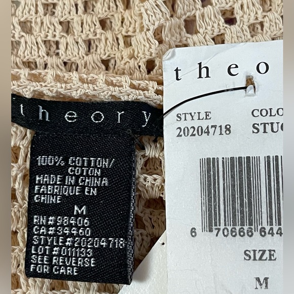 Theory fishnet long sleeve cotton top Size M - Picture 5 of 6